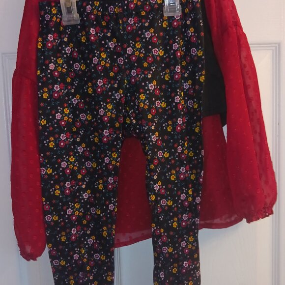 Girls Boho 3 Piece Outfit Fringed Vest, Top, Leggings 6x - Picture 2 of 5